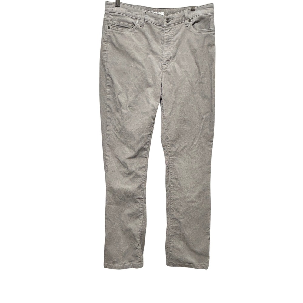 Lands End Women Pants 14 Gray Earthy Corduroy Straight Leg Mid Rise Granola